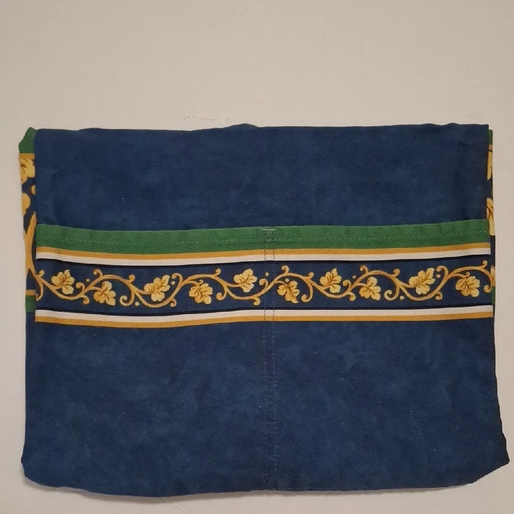 Williams Sonoma Navy, Green, and Yellow Floral Scroll APRON